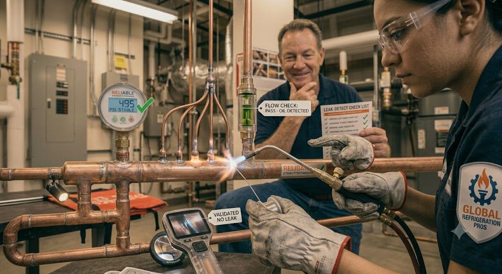 refrigeration system leak-free brazing process