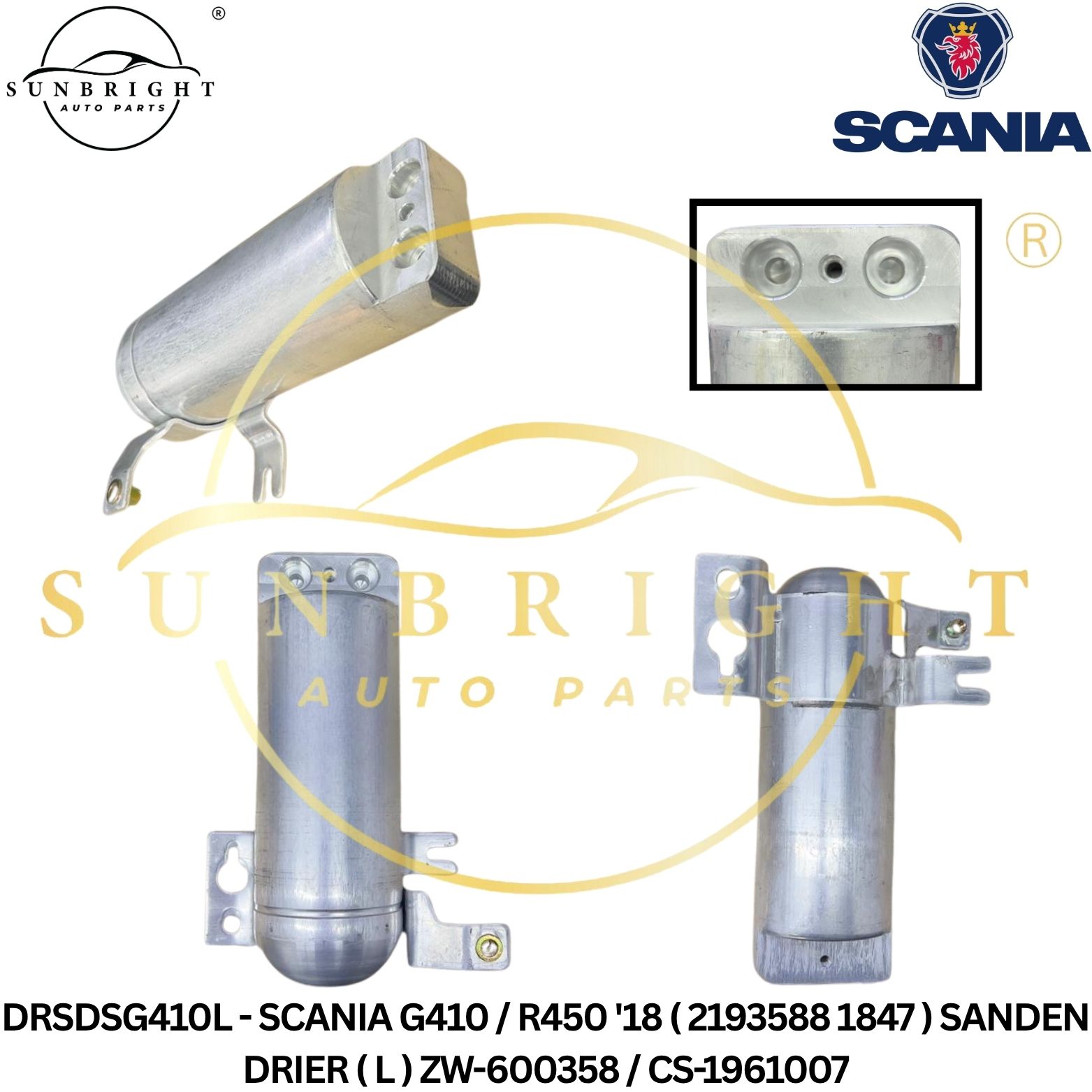 DRSDSG410L - SCANIA G410 / R450 '18 ( 2193588 1847 ) SANDEN DRIER ( L ) ZW-600358 / CS-1961007