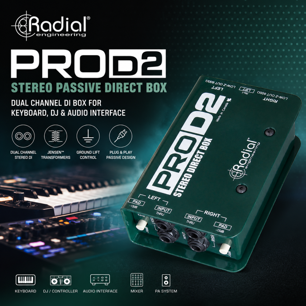 Radial Engineering ProD2 Stereo Passive Direct Box – Dual Channel DI Box for Keyboard, DJ & Audio Interface