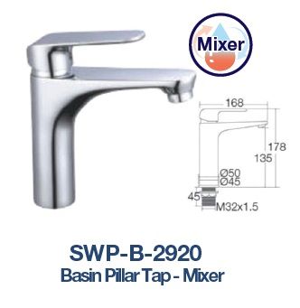 SWP-B-2920  Basin Pillar Tap - Brass  Mixer