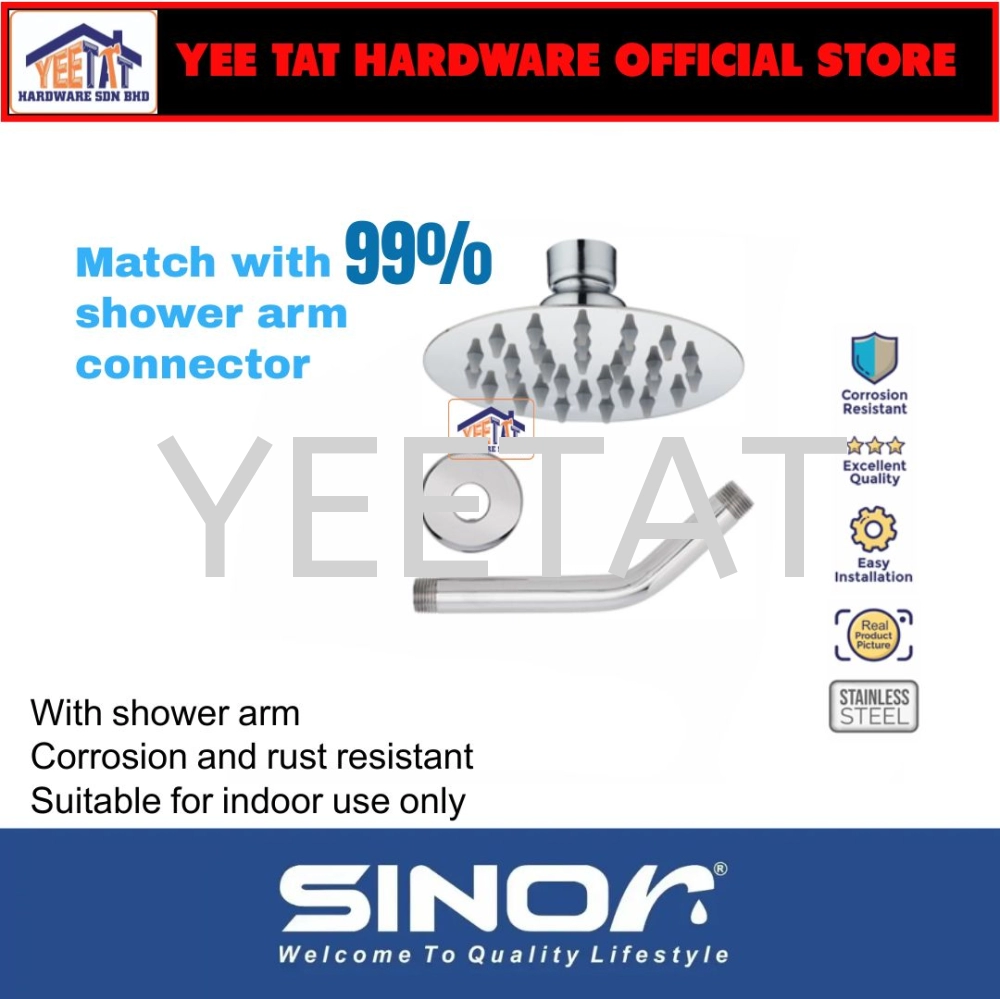 [ SINOR ] SH-710-R4 STAINLESS STEEL 4 INCHES ROUND ULTRA THIN SHOWER HEAD SET