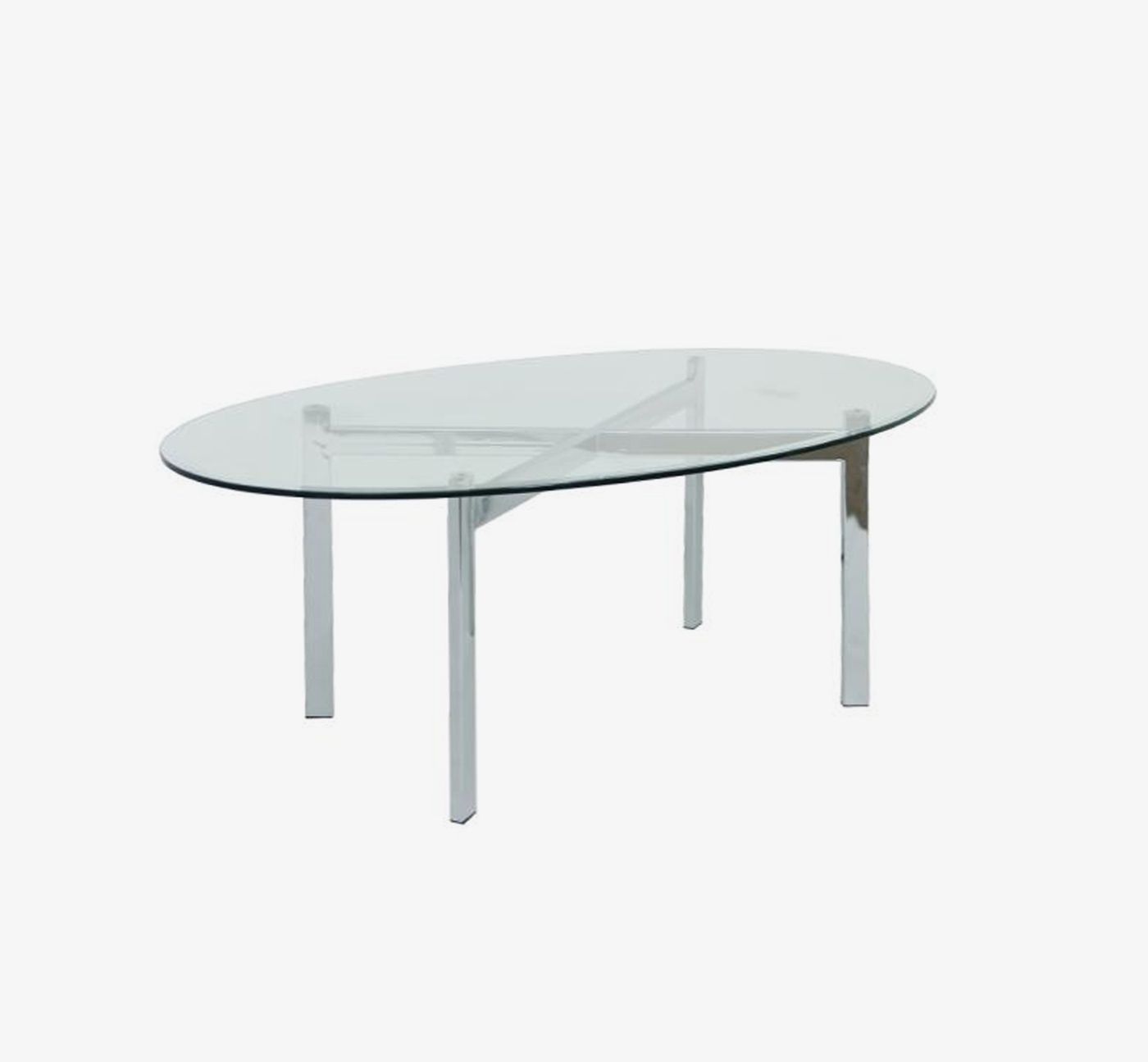 iMC 9608 -OT | Oval Coffee Table with "Chrome" Metal Base and Tempered Glass Top