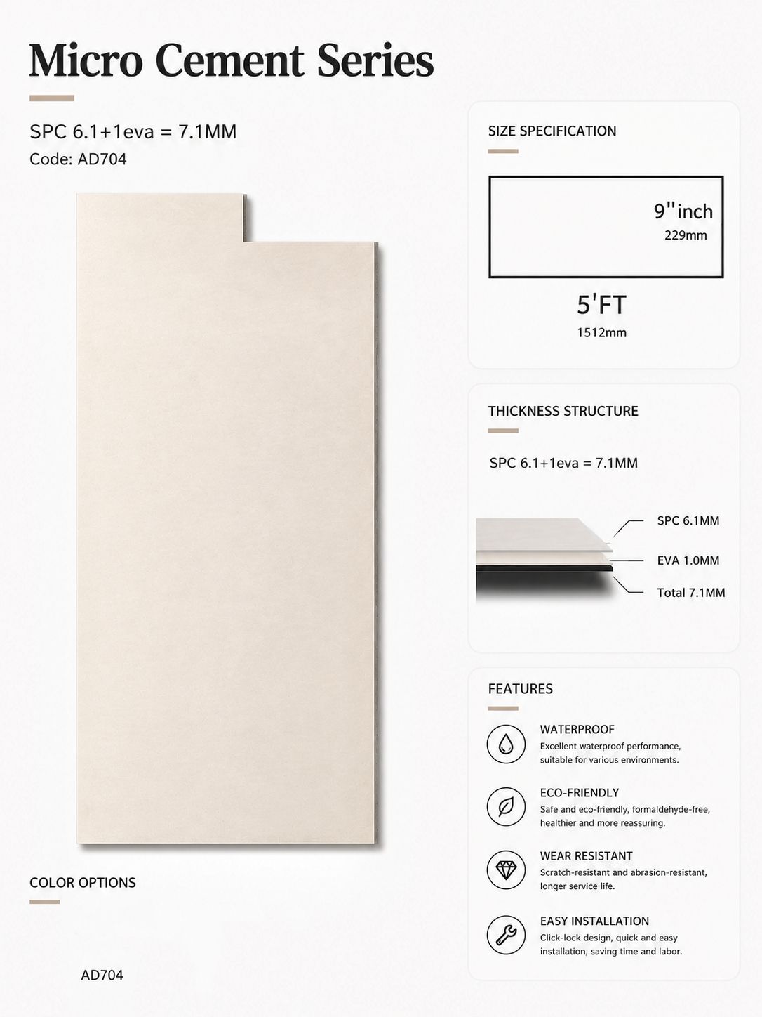Micro Cement SPC 7.1MM CODE AD704