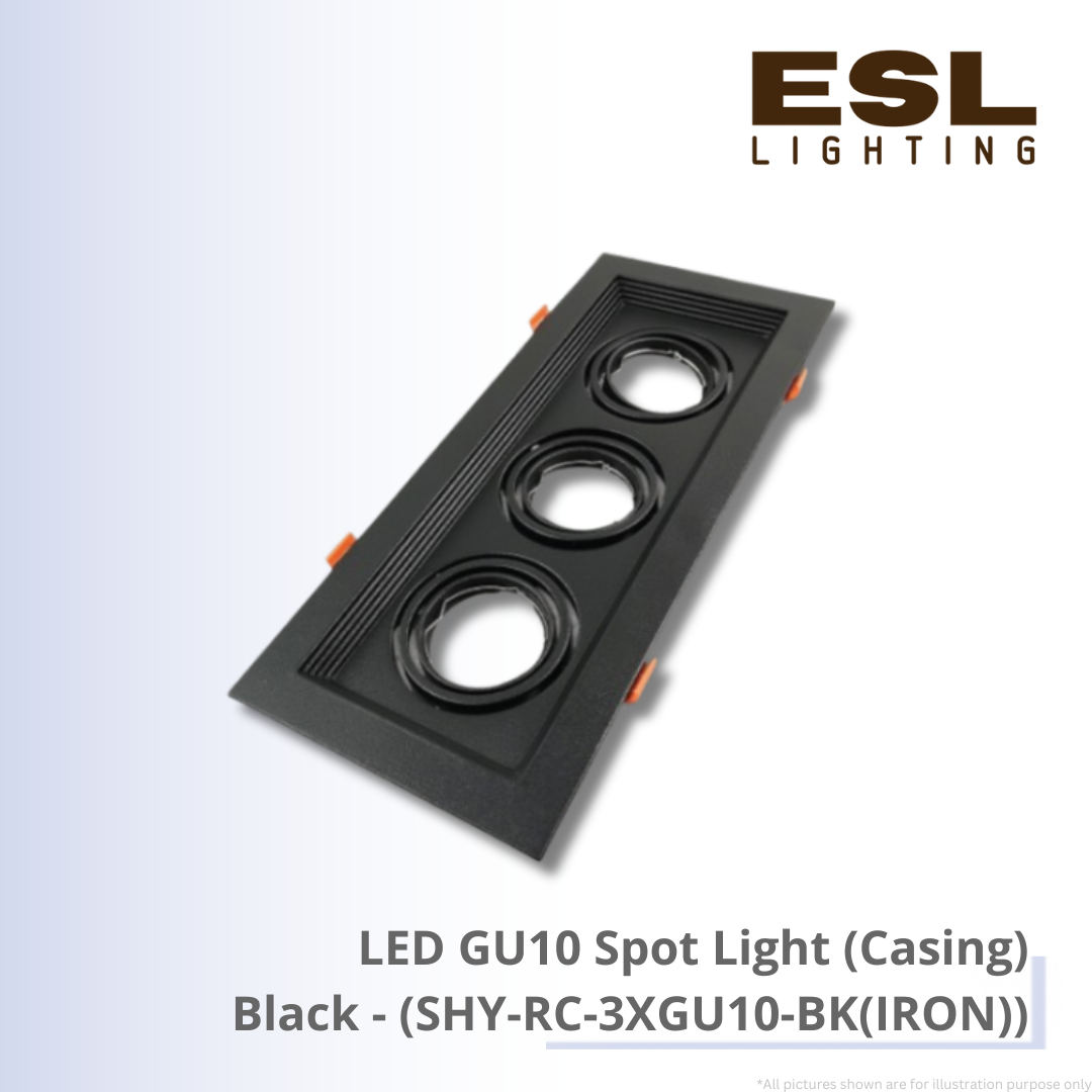 LED GU10 Spot Light (Casing) Black - SHY-RC-3XGU10-BK(IRON)