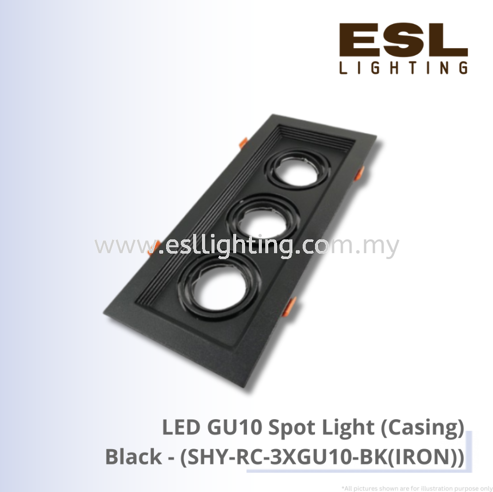 LED GU10 Spot Light (Casing) Black - SHY-RC-3XGU10-BK(IRON)
