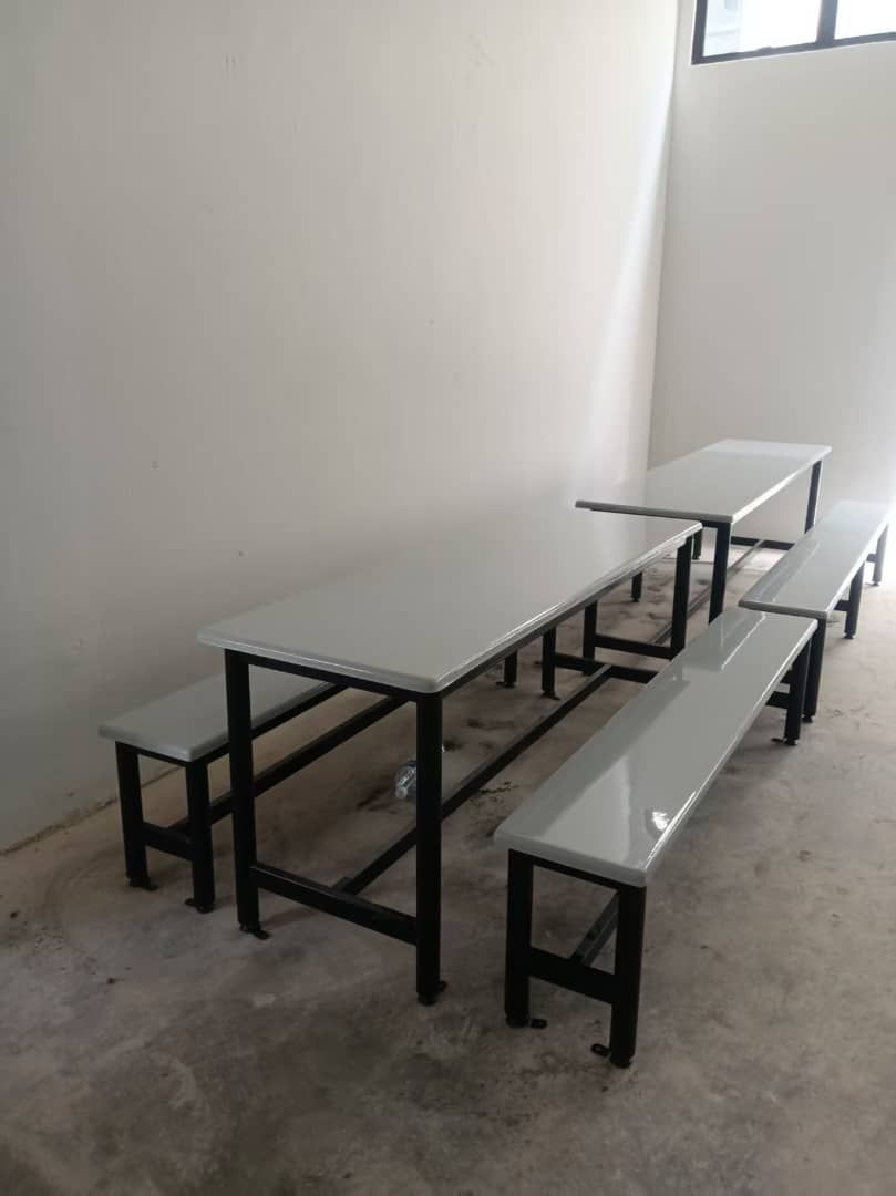 Heavy Duty Fibreglass Canteen Table & Bench Set | FRP Cafeteria Table | Worker Hostel Dining Set | Food Court Table Supplier Malaysia