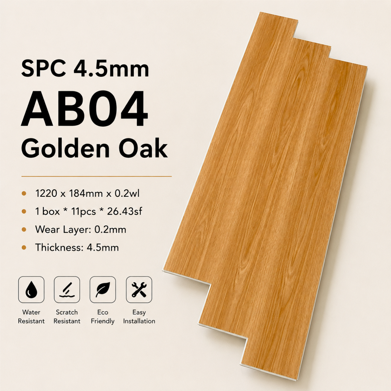 SPC FLOORING 4.5MM CODE AB04