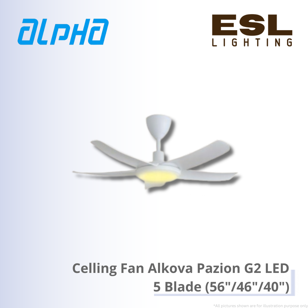 ALPHA Celling Fan Alkova Pazion G2 LED - 5 Blade (56"/46"/40")