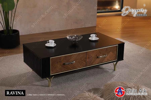 RAVINA CT - Designer's Series Fully Set Up Gold Accent Elegant Style Coffee Table