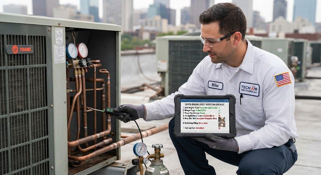 HVAC copper brazing defect inspection checklist
