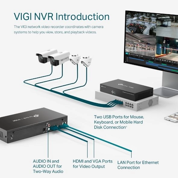 TP-Link VIGI NVR (Network Video Recorder) NVR1004H-4P 4CH NVR PoE