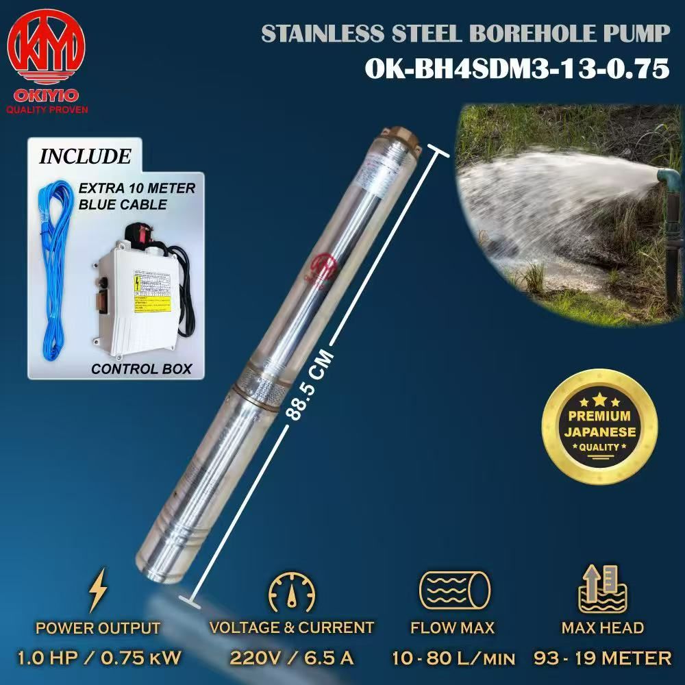 OKIYIO STAINLESS STEEL BOREHOLE PUMP 750w - 220v