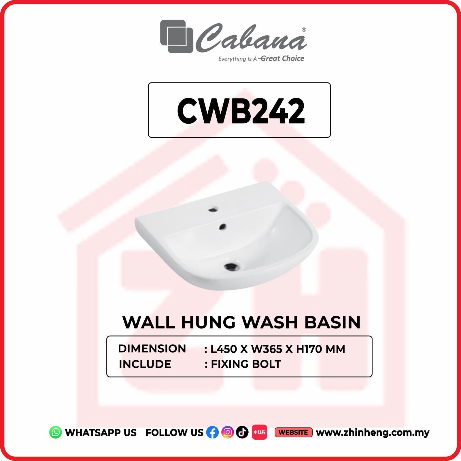 CABANA CWB242 WALL HUNG BASIN