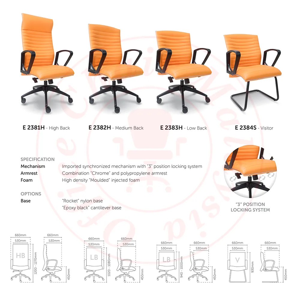 Homey Executive Chair / Office Chair / Kerusi Office / Kerusi Pejabat / High Back Medium Back Low Back Visitor Chair