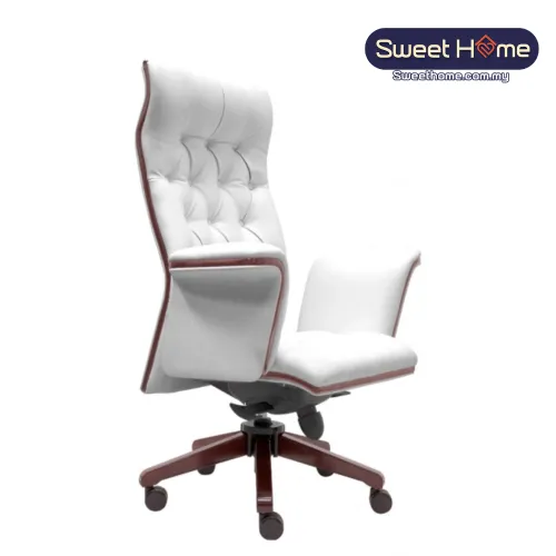 GRAND White High Back Director Chair | Office Chair Penang