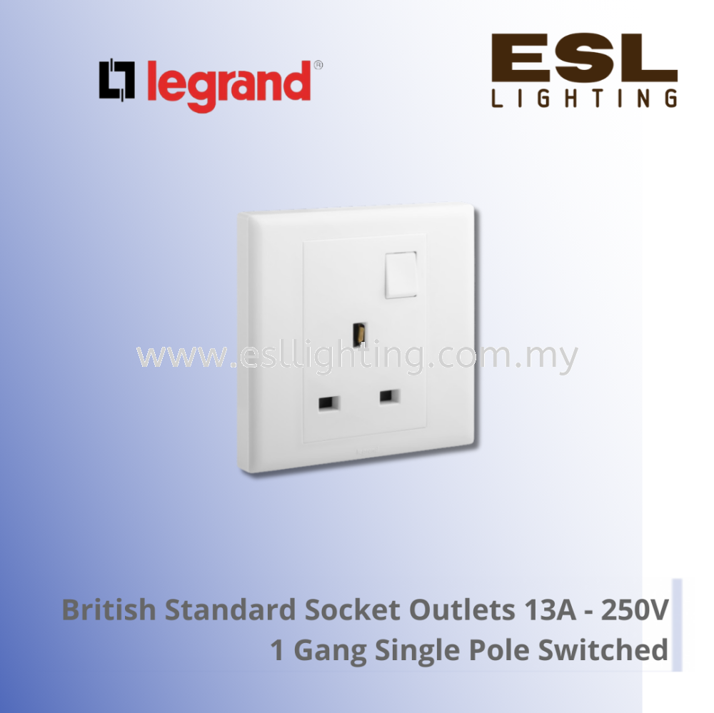 Legrand Eloe™ British Standard socket outlets 13A -250v 1gang single pole switched