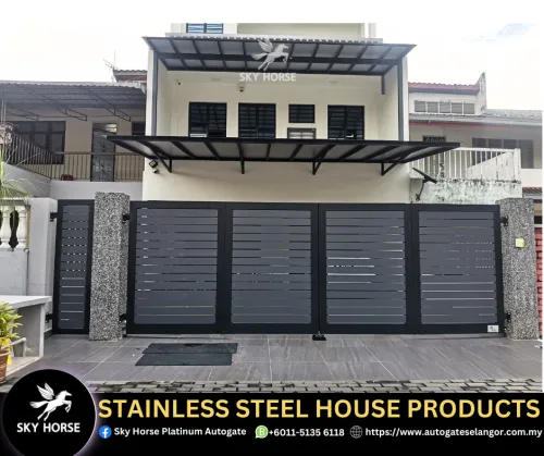 Trackless Aluminum Stainless Steel Folding Auto Gate Design Shah Alam | Malaysia  