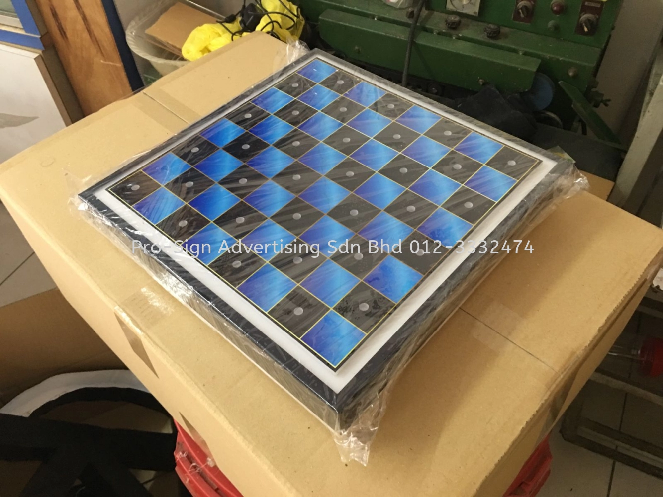 ACRYLIC CHESS BOARD WITH LED LIGHT (REKA, BATU CAVES, 2019)