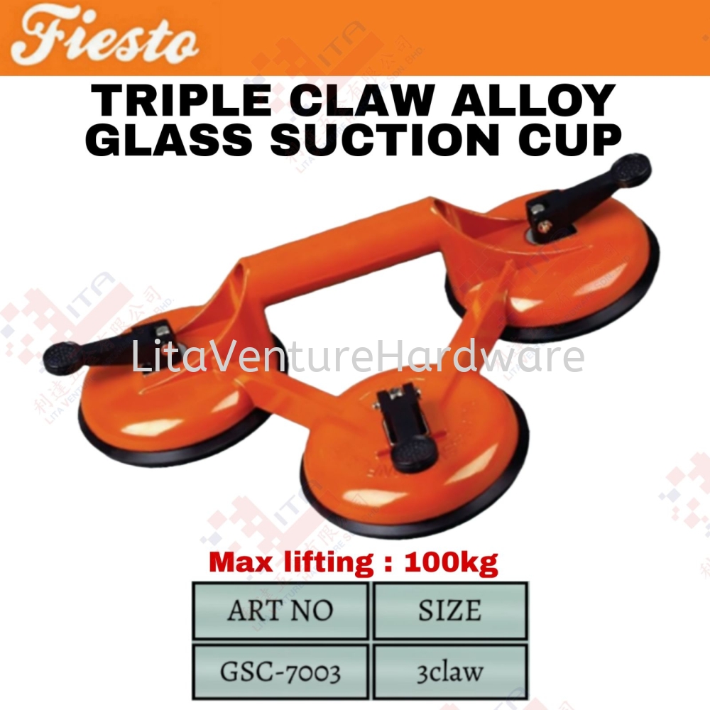 FIESTO BRAND TRIPLE CLAW ALLOY GLASS SUCTION CUP - GSC7003