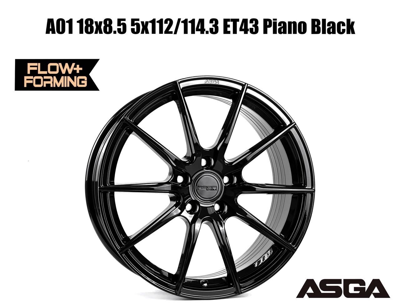 A01 18x8.5 5x112/114.3 ET43 Piano Black