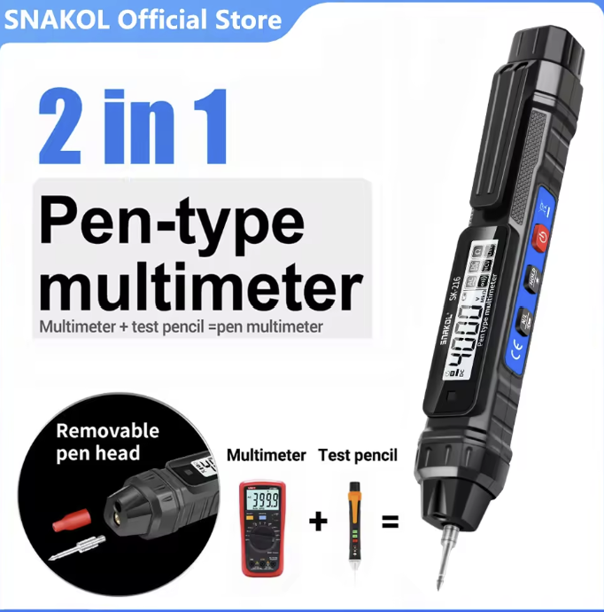 SNAKOL  Smart Digital Multimeter 4000 Counts Non-Contact High Accuracy Voltage Set Pen Auto Range OHm NCV Electrician Test