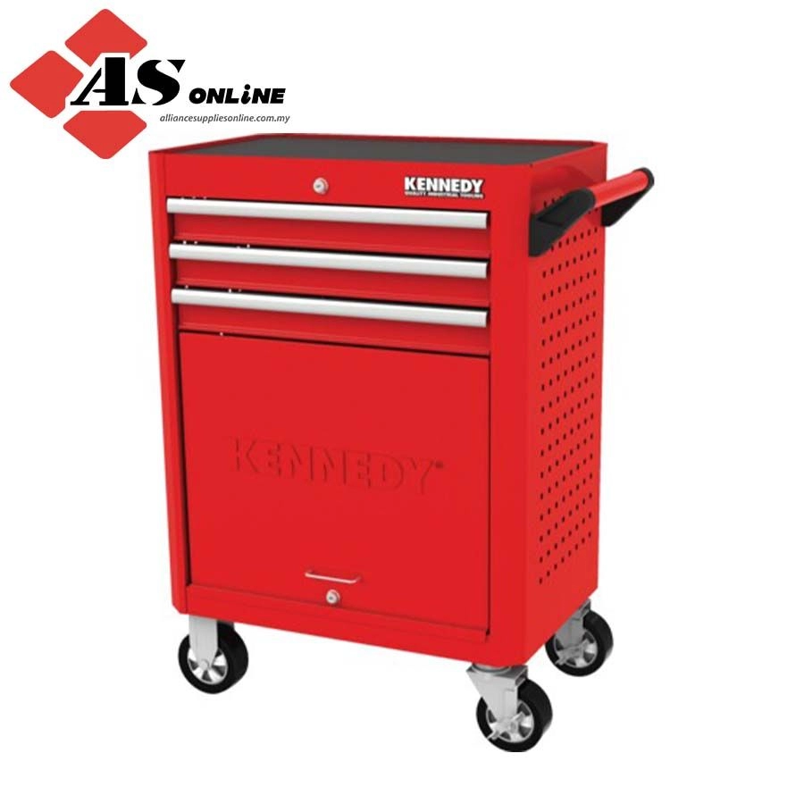 KENNEDY Roller Cabinet, Industrial Range, Red/Grey, Steel, 3-Drawers, 845 x 710 x 465mm, 450kg Capacity / Model: KEN5942020K