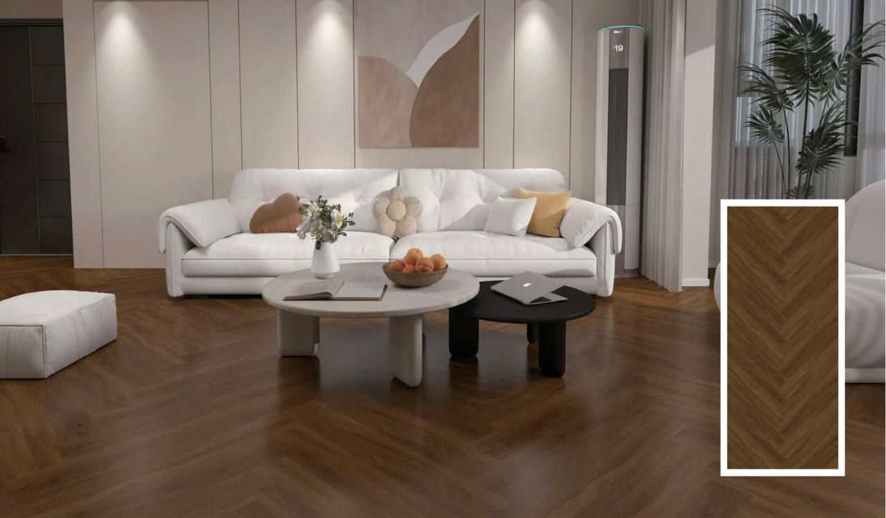 Queens Floor LVT HERRINGBONE Flooring QVH03S-04 Bourbon Oak