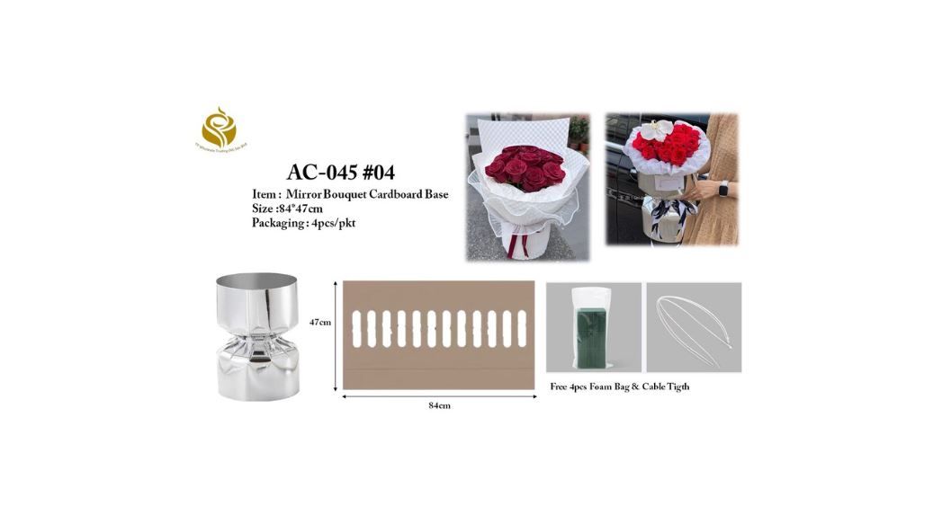 Mirror Floral Bouquet Base – Cardboard Stand for Flower Arrangements (AC-045#04)