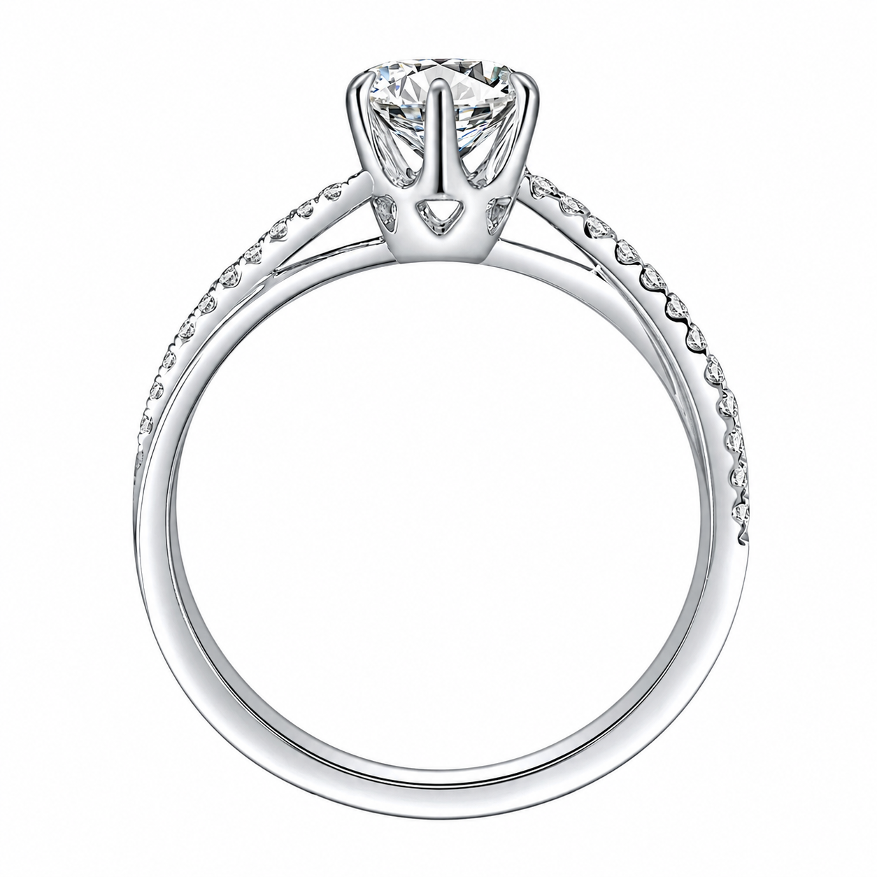 Roman & Co庐 Eloria Grace Split Pav茅 Solitaire Ring