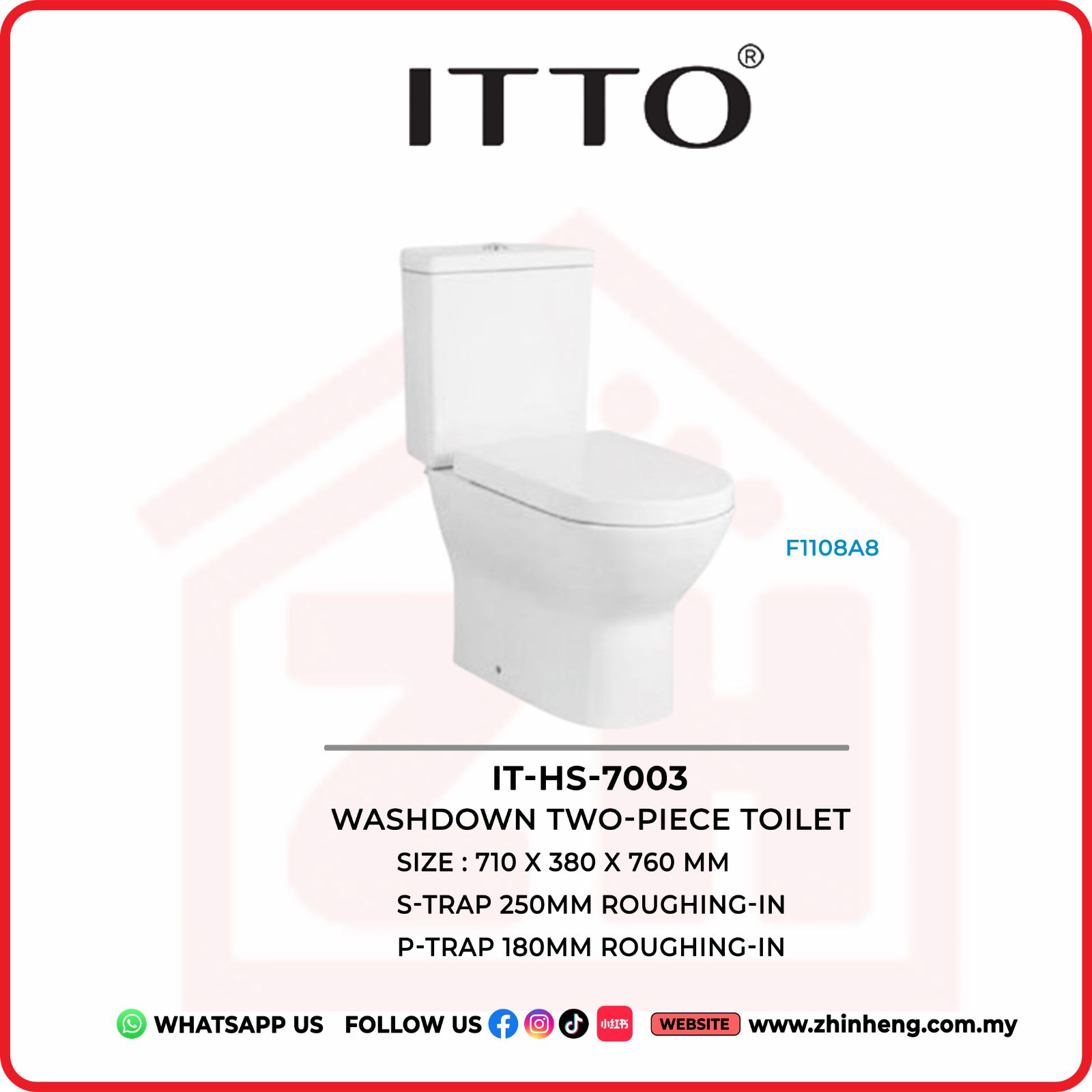ITTO Wash Down Two-Piece Toilet  IT-HS-7003