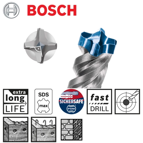 Bosch 2608578602: SDS Max 8X Concrete Drill Bit, 12mm x 200mm x 340mm