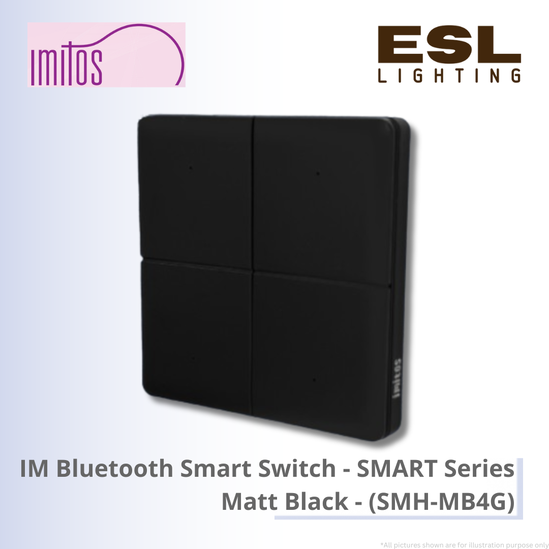 IMITOS IM Bluetooth Smart Switch (Neutral Wire Required) SMART Series Matt Black - SMH-MB4G