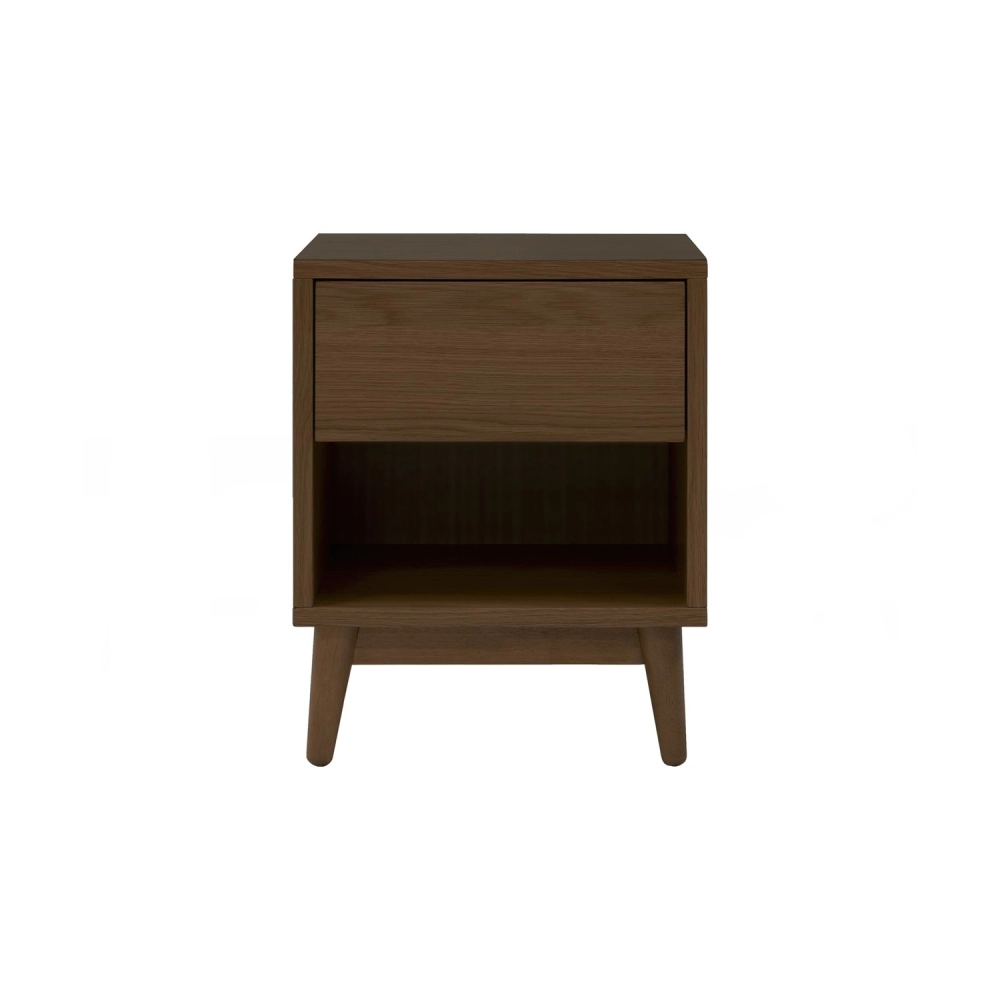 Tendri Bed Side Table (With Drawer) - Walnut
