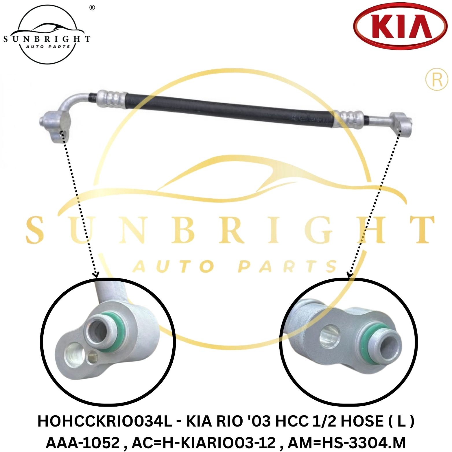 HOHCCKRIO034L - KIA RIO '03 HCC 1/2 HOSE ( L ) AAA-1052 , AC=H-KIARIO03-12 , AM=HS-3304.M