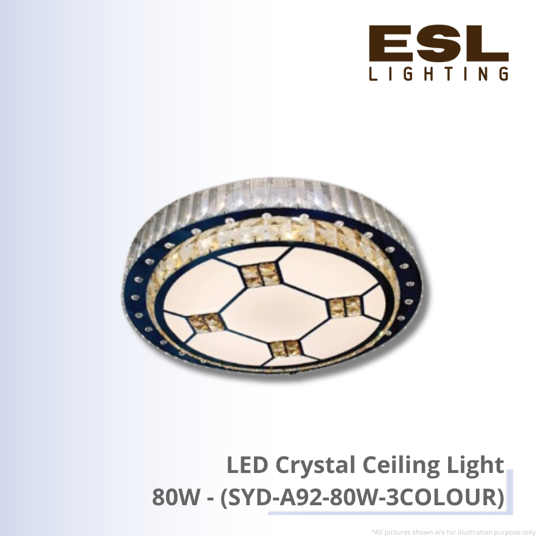 LED Crystal Ceiling Light 80W - SYD-A92-80W-3COLOUR