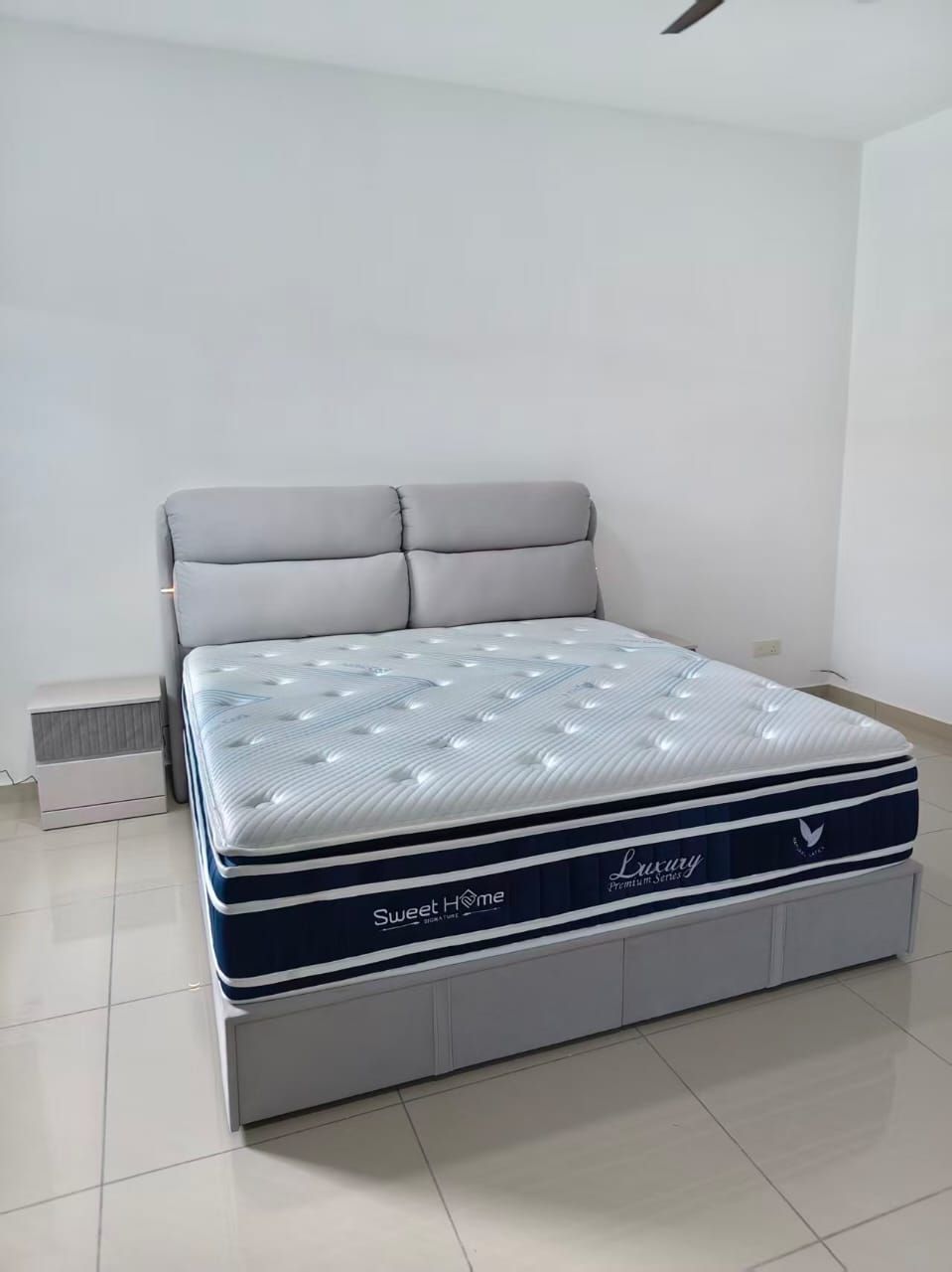 Luxury Storage Bed Frame with Pocket Spring Natural Latex Mattress | Premium Upholstered Bed | King & Queen Size Bedroom Set Malaysia