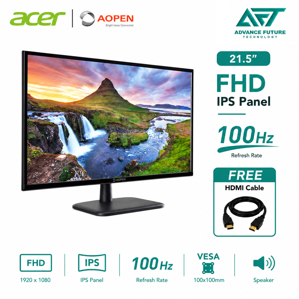 Acer AOPEN 22CL1QE3 21.5" FHD IPS 100Hz Flat Monitor ( Speaker, HDMI, VGA, 3 Years Warranty )