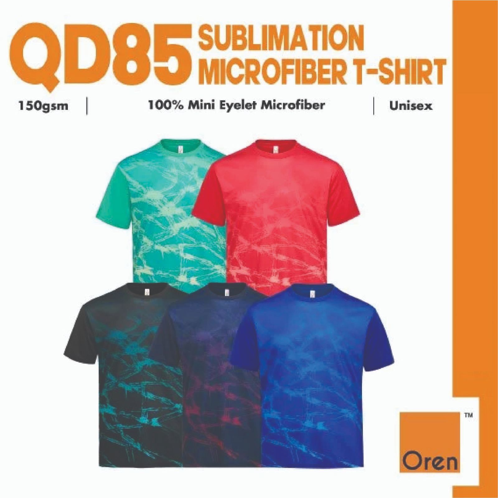 OREN SPORT  QD85 The Best Ultimate Sublimation Mini Eyelet Microfiber Quick Dry CVC Unisex 150gsm Cool Fit T-shirt