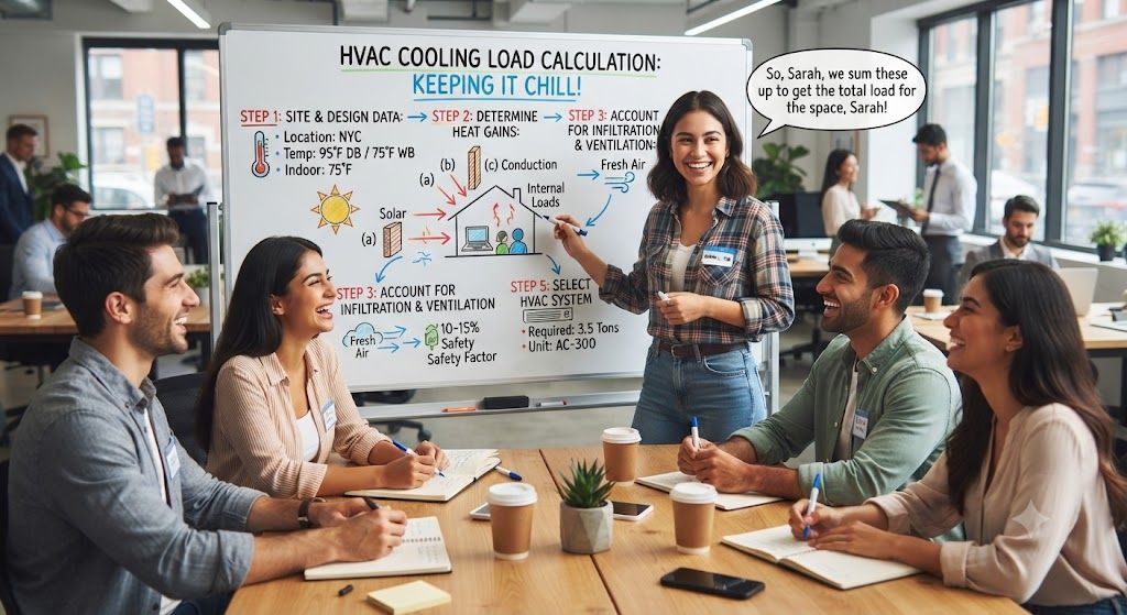 HVAC system sizing cooling load calculation steps
