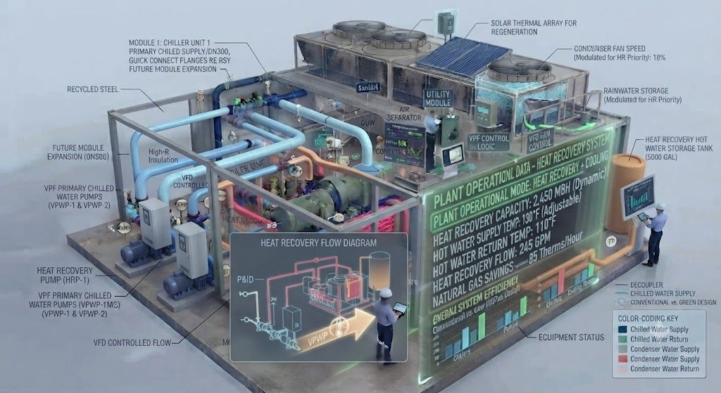 Heat recovery water-cooled chiller design