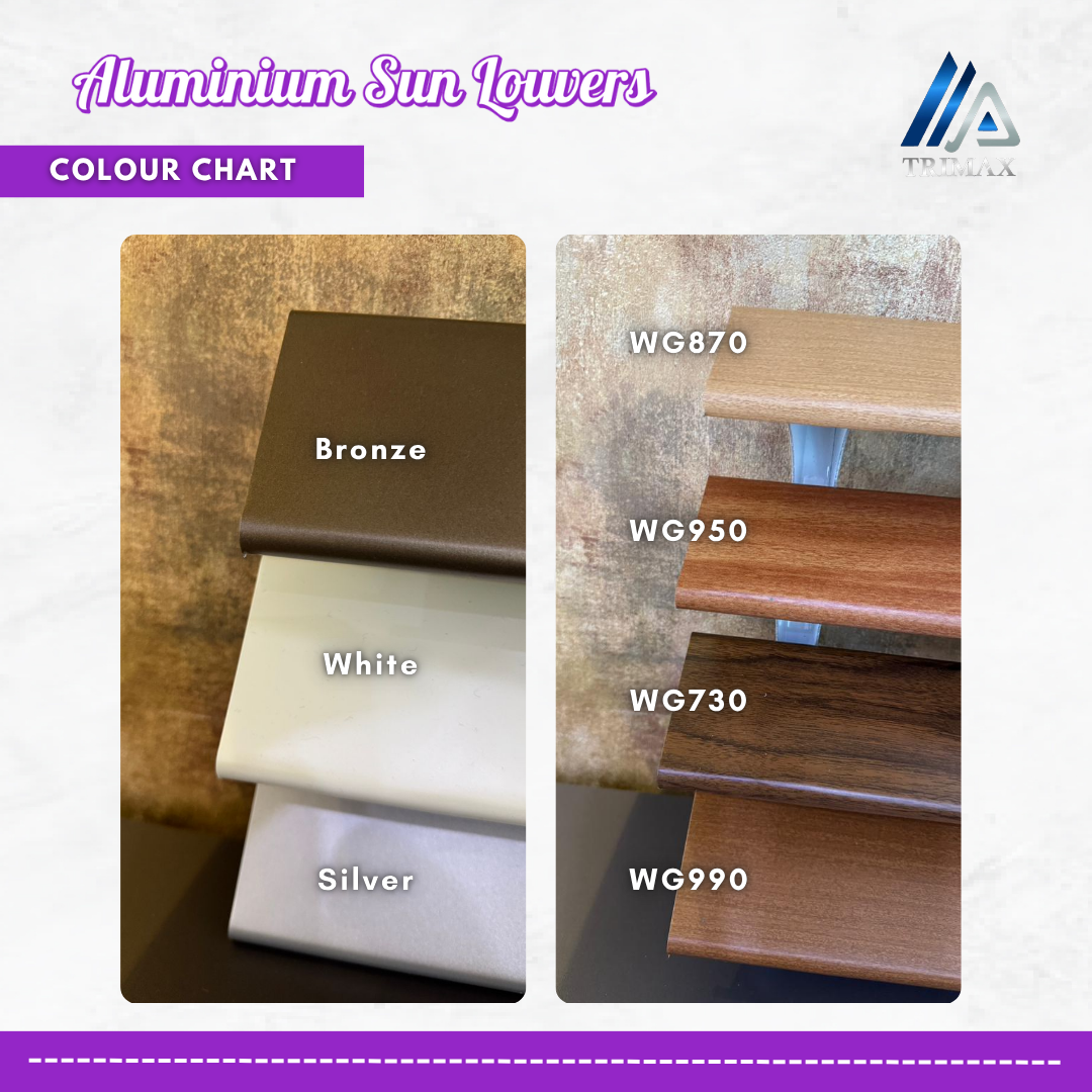 Aluminium Sun Louvers - Colour Chart