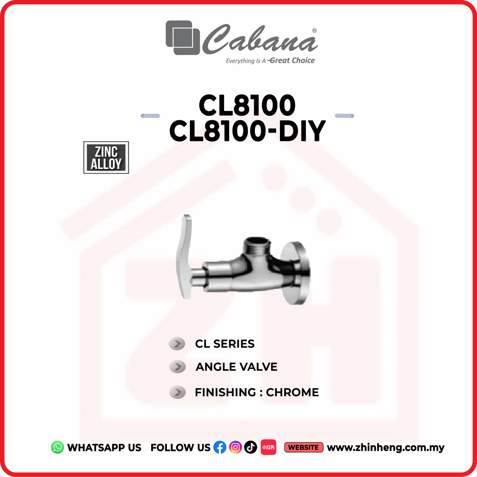 CABANA ANGLE VALVE  CL8100 & CL8100-DIY