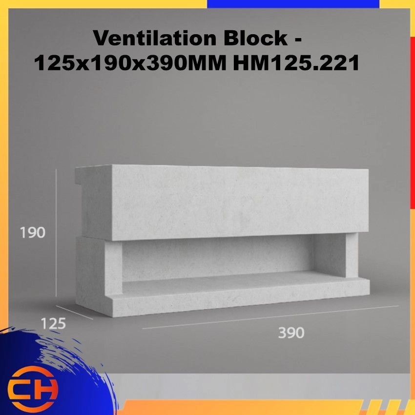 Ventilation Block - 125x190x390MM HM125.221