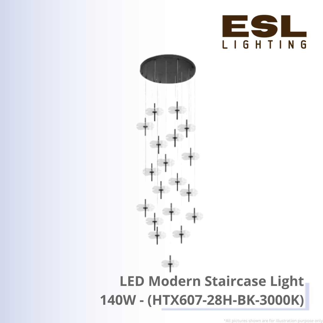 LED Modern Staircase Light 140W - HTX607-28H-BK-3000K