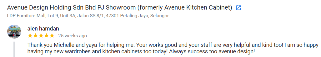 Customer Testimonial 21 & AVENUE DESIGN HOLDING SDN BHD