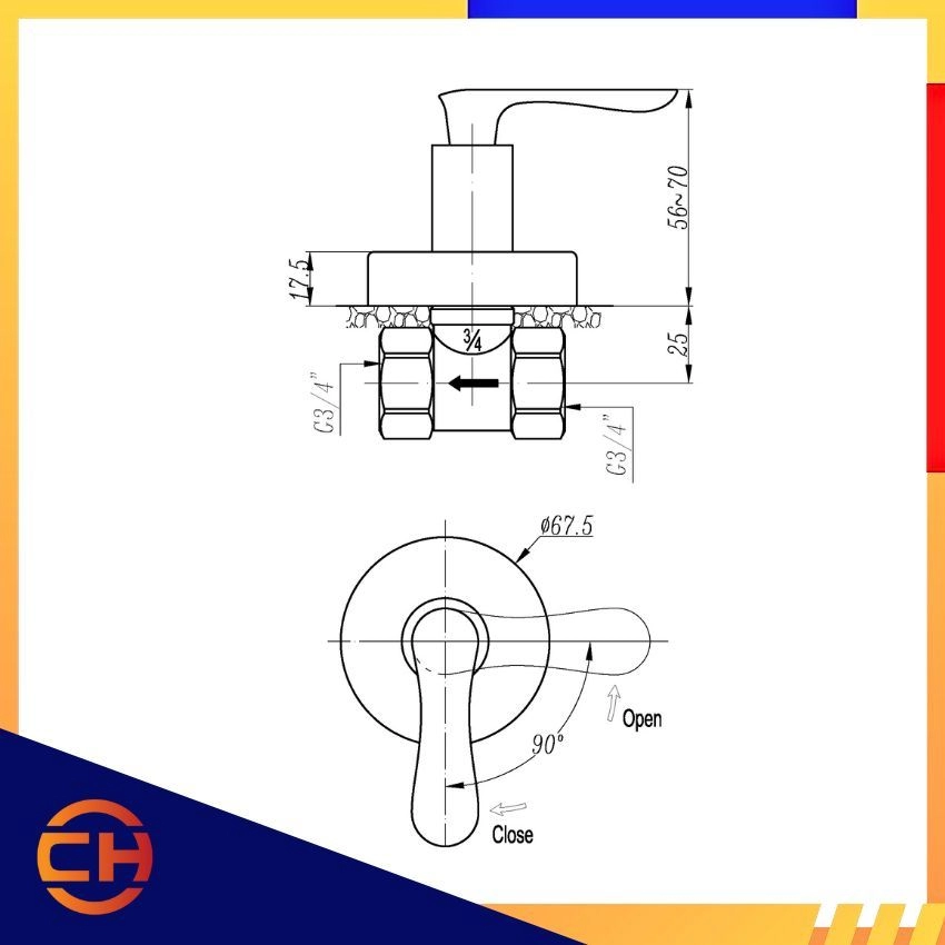 SORENTO BATHROOM FAUCET SRTWT5715 / SRTWT5716 Stop Valve ( 1/2" / 3/4" )