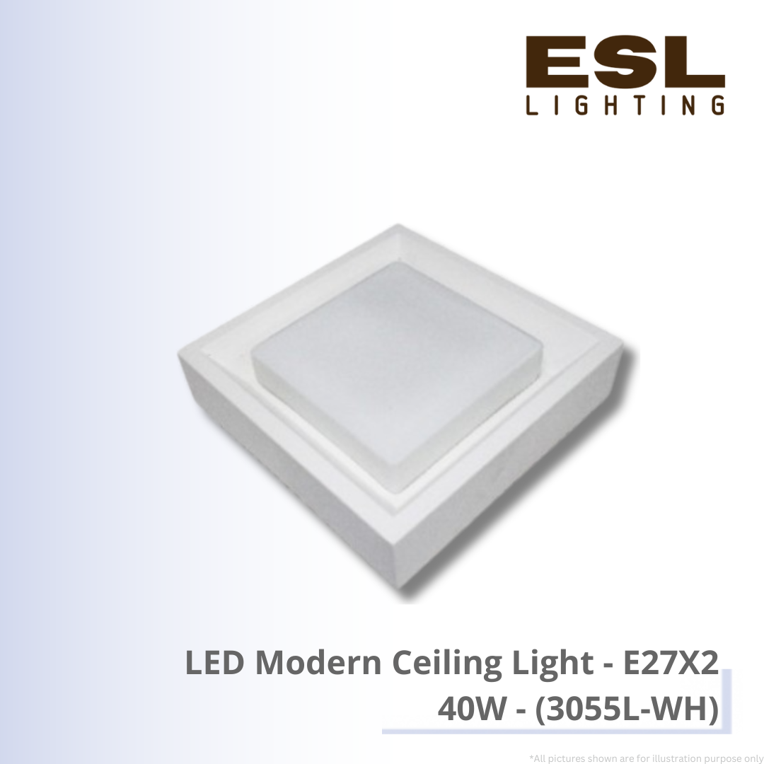 LED Modern Ceiling Light E27X2 40W - 3055L-WH