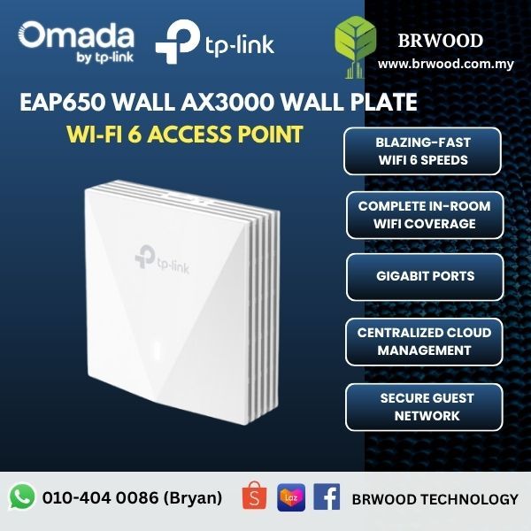 OMADA TP-LINK EAP650-WALL: AX3000 Wall Plate WiFi 6 Access Point