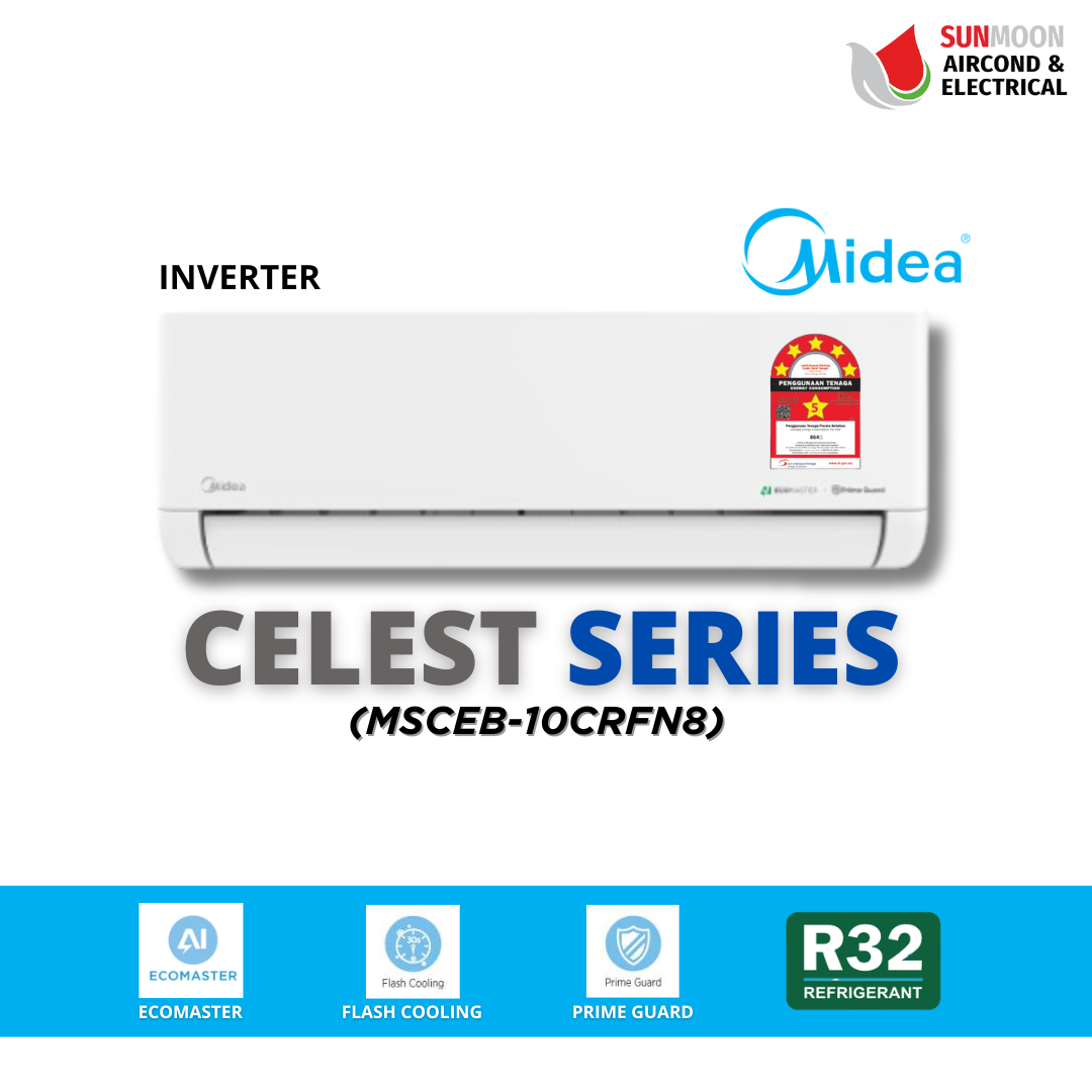 5 STAR MIDEA CELEST SERIES WALL MOUNTED R32 1.0HP (INVERTER) MSCEB-10CRFN8