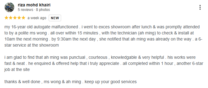 punctual , courteous , knowledgable & very helpful & Exces Sales & Services Sdn Bhd